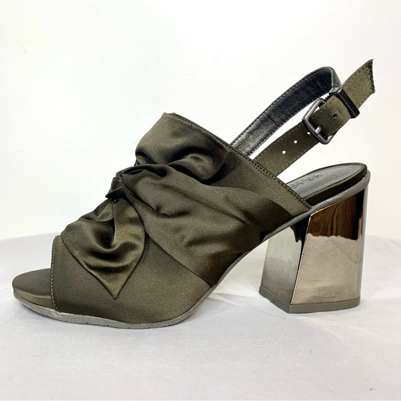 Kenneth Cole Reaction Reach Beyond Satin Bow Block Heels Fern Holiday Party Sz 6 - Picture 10 of 16